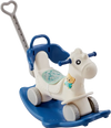 VEVOR 4 in 1 Rocking Horse for Toddlers 1-3 Years, Baby Rocking Horse with Detachable Balance Board, Push Handle and 4 Smooth Wheels, Support up to HDPE 80 lbs Kids Ride on Toy with Sound, Blue