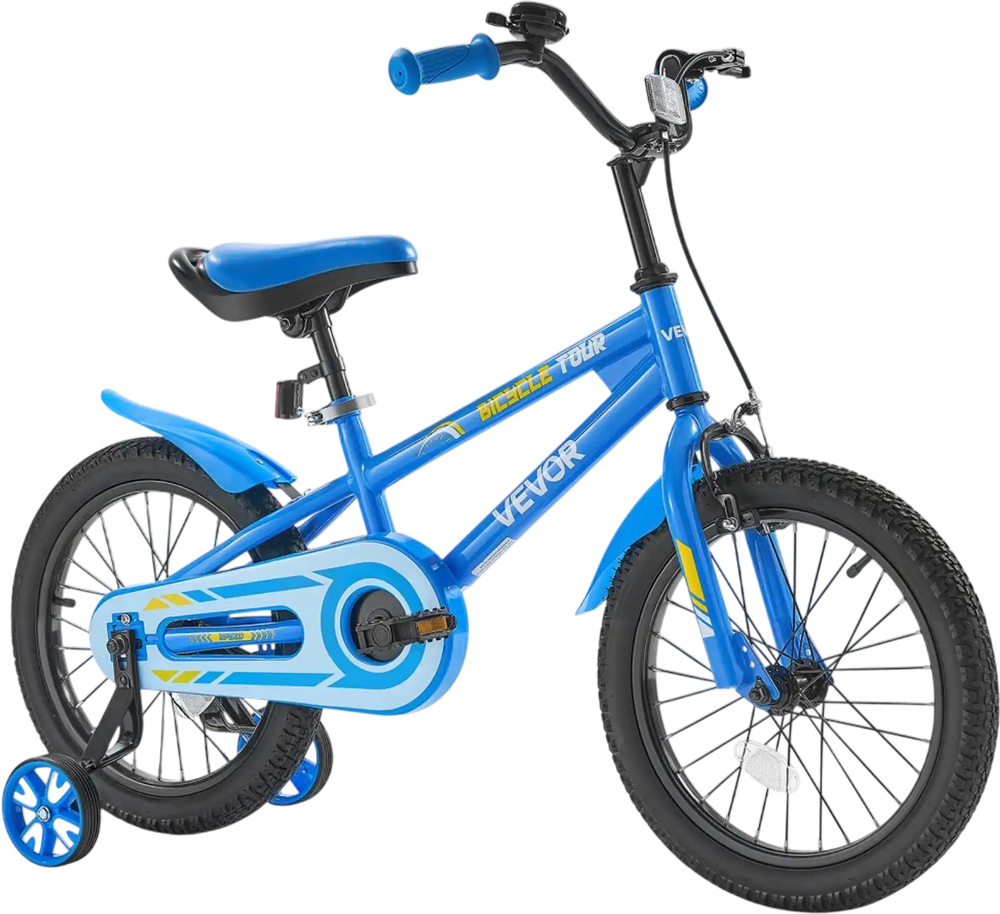 VEVOR Kids Bike, 16 Inches BMX Style Children Bicycle, Rider Height 3.28 ft - 4.27 ft, Training Wheels Included, Sturdy and Easy to Assemble, Toddler Bike for Boys & Girls Learning to Ride, Blue