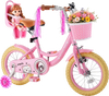 VEVOR Kids Bike, 14 Inch Children Bicycle, Training Wheels Princess Pink, for Girls Ages 3-5, Adjustable Seat, Front Brake and Rear Coaster Brake, Front Basket, Doll Seat, High-Carbon Steel Frame