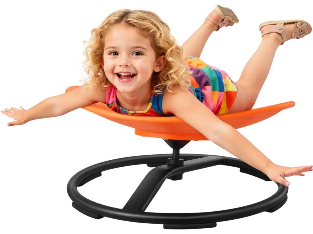 VEVOR Kids Swivel Chair, 220 lbs Capacity, Sensory Spinning Chair, Autistic Kids Sensory Toy Seat with Non-Slip Metal Base, Round Shape Toddler Sit & Spin Seat for Coordination Balance Focus, Orange
