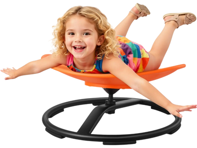 VEVOR Kids Swivel Chair, 220 lbs Capacity, Sensory Spinning Chair, Autistic Kids Sensory Toy Seat with Non-Slip Metal Base, Round Shape Toddler Sit & Spin Seat for Coordination Balance Focus, Orange