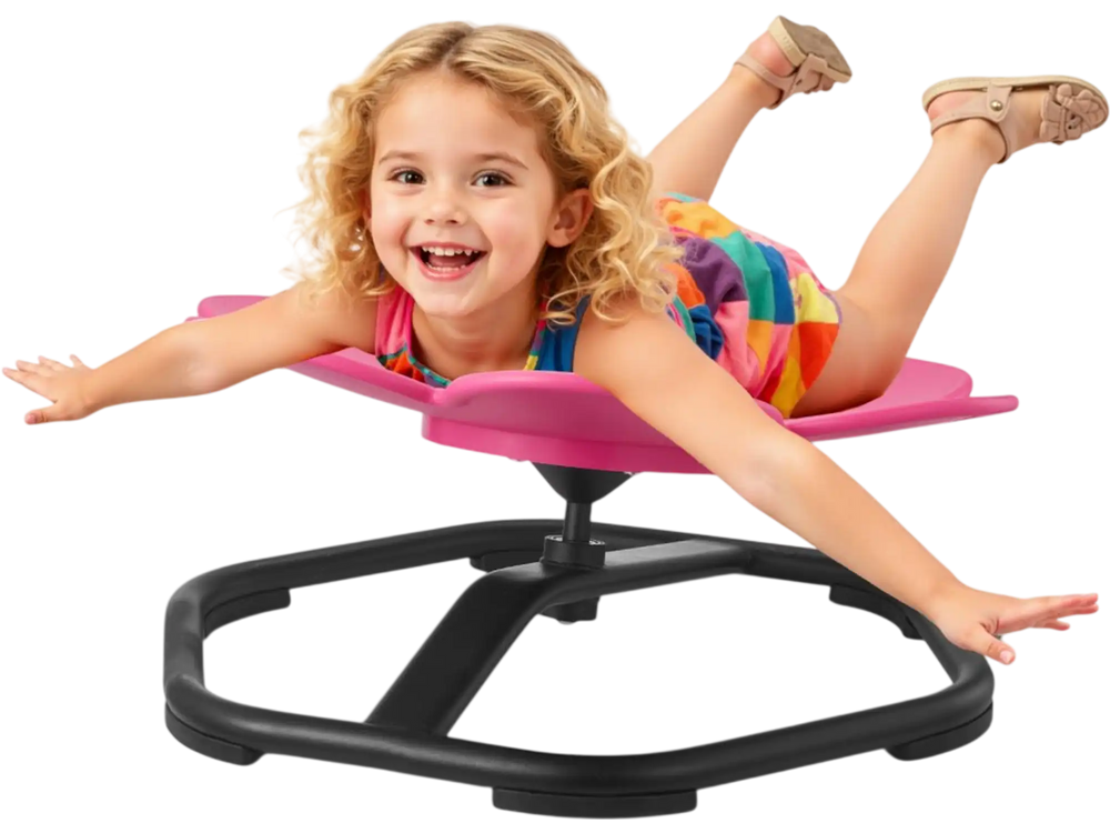 VEVOR Kids Swivel Chair, 220 lbs Capacity, Flower Shape Sensory Spinning Chair, Autistic Kids Sensory Toy Seat with Non-Slip Metal Base, Toddler Sit & Spin Seat for Coordination Balance Focus, Rose