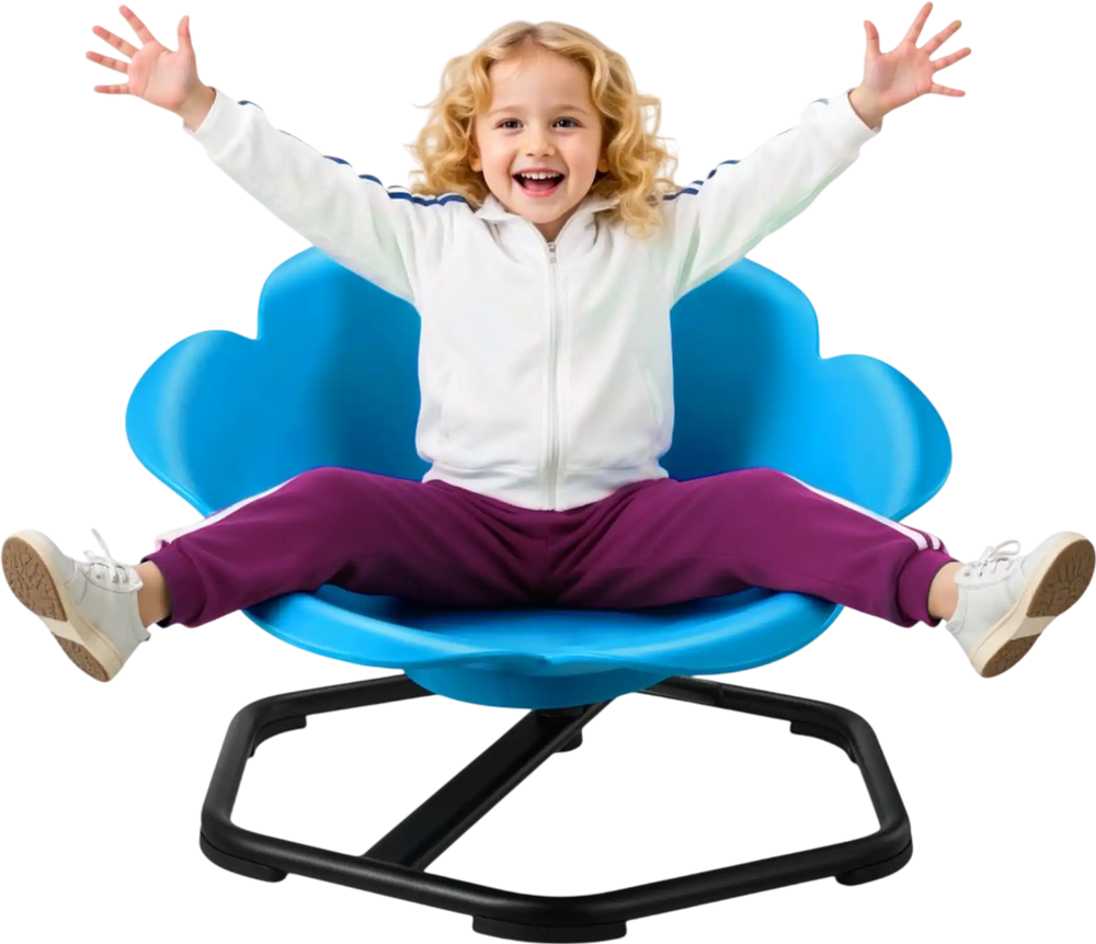 VEVOR Kids Swivel Chair, 220 lbs Capacity, Cylinder Shape Sensory Spinning Chair, Autistic Kids Sensory Toy Seat with Non-Slip Metal Base, Toddler Sit & Spin Seat for Coordination Balance Focus, Blue