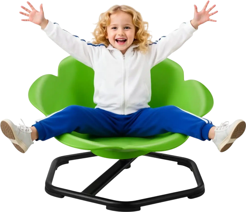 VEVOR Kids Swivel Chair, 220 lbs Capacity, Cylinder Shape Sensory Spinning Chair, Autistic Kids Sensory Toy Seat with Non-Slip Metal Base, Toddler Sit & Spin Seat for Coordination Balance Focus, Green