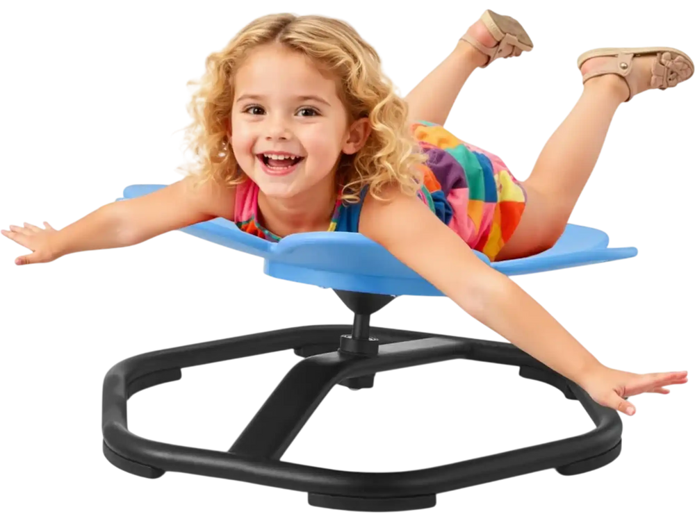 VEVOR Kids Swivel Chair, 220 lbs Capacity, Flower Shape Sensory Spinning Chair, Autistic Kids Sensory Toy Seat with Non-Slip Metal Base, Toddler Sit & Spin Seat for Coordination Balance Focus, Blue