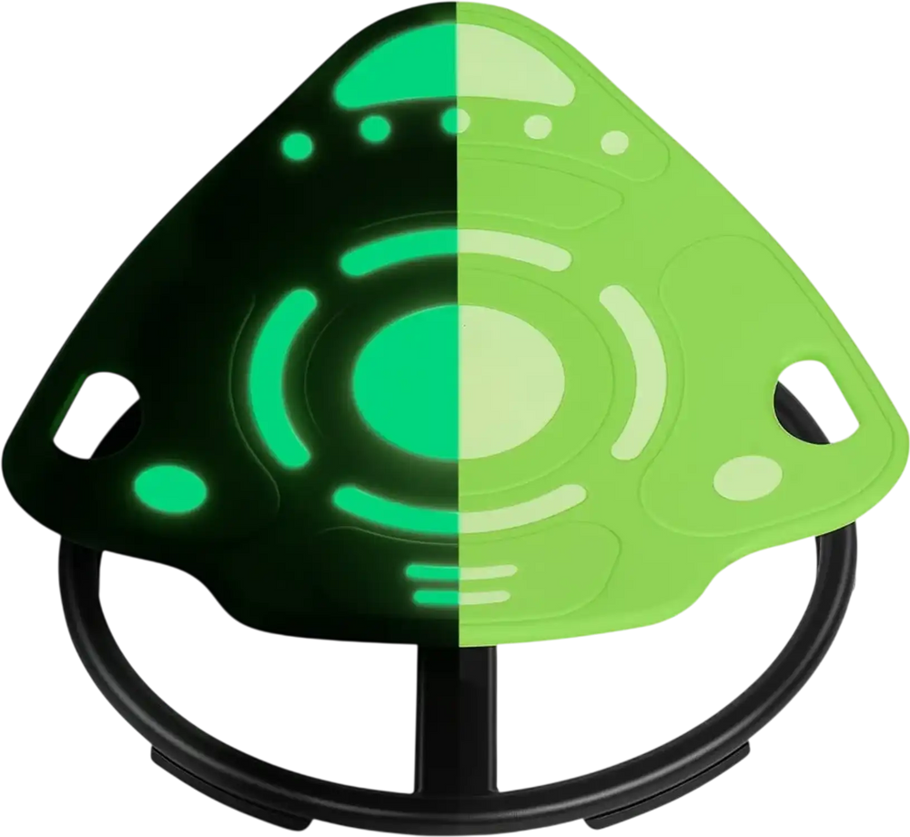 VEVOR Spinning Chair for Autistic Kids Ages 3-12 Autism Sensory Toy 165 LBS, Sensory Swivel Seat for Children ADHD, Glow in the Dark, Training Body Coordination, 20.4" L x 20.5" W Rocket Shape, Green