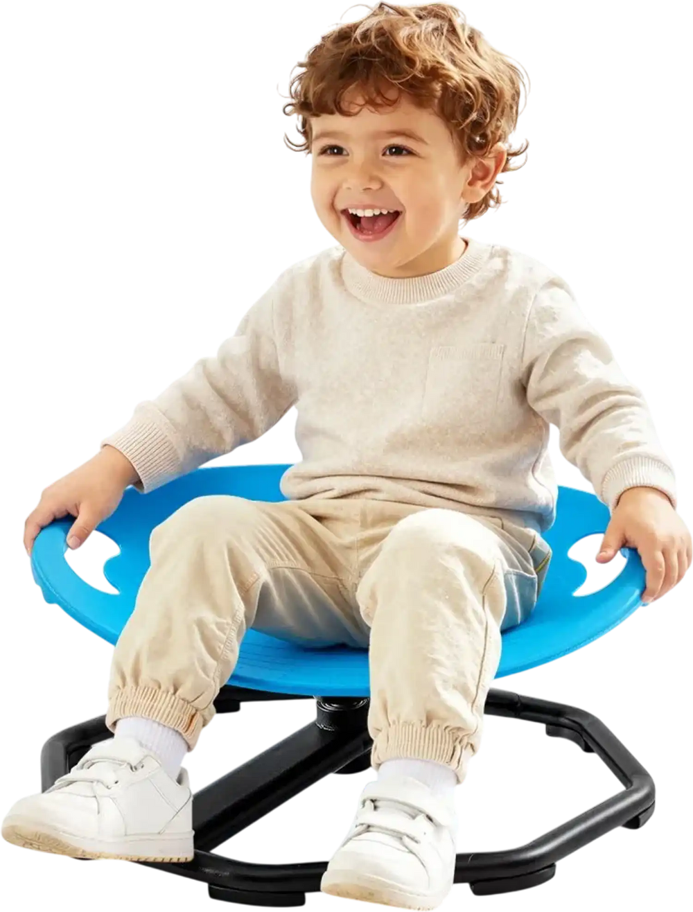 VEVOR Spinning Chair for Autistic Kids Ages 2-6 Autism Sensory Toy 110 LBS, Sensory Swivel Seat Products for Children ADHD, Training Body Coordination Balance, 16.9" L x 14" W, Rounded Shape, Blue