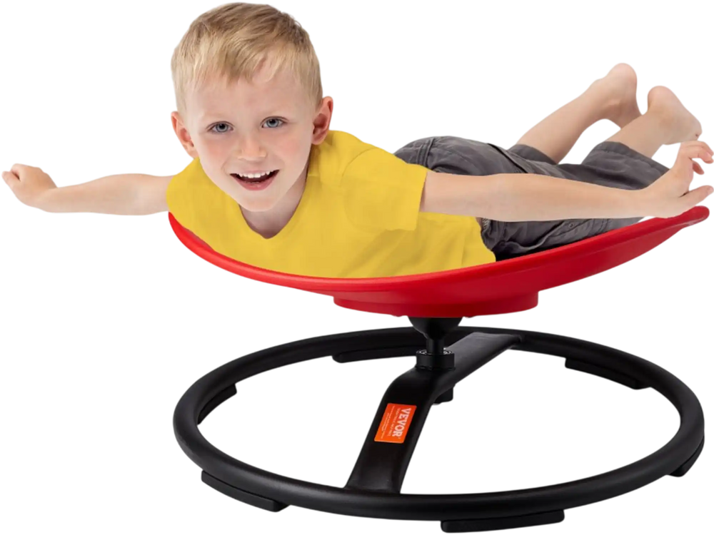 VEVOR Kids Swivel Chair, 220 LBS Capacity, Sensory Spinning Chair, Autistic Kids Sensory Toy Chair with Non-Slip Metal Base, Toddler Sit and Spin Chair for Coordination Balance Focus Training Red