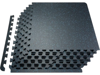 Vevor Gym Floor Mats Interlocking Rubber Top EVA Foam 12 Tiles 48 sq ft Black Blue New