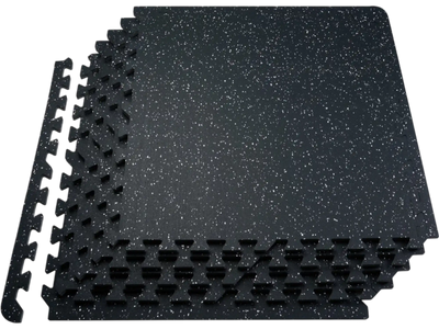 Vevor Gym Floor Mats Interlocking Rubber Top EVA Foam 12-Tile Set 48 sq.ft Black & White New