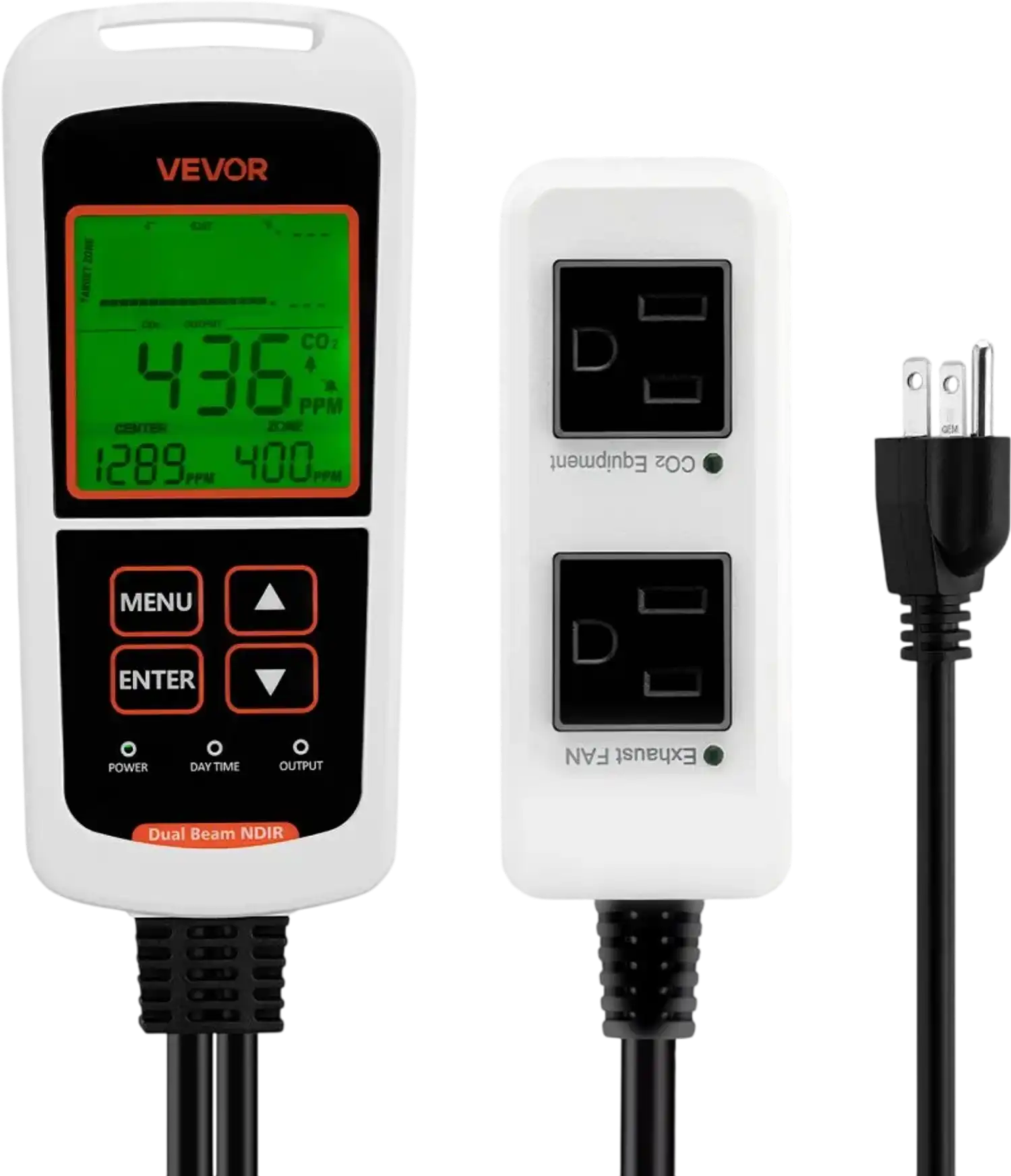 Vevor CO2 Monitor Controller Dual-Outlet Carbon Dioxide Sensor New