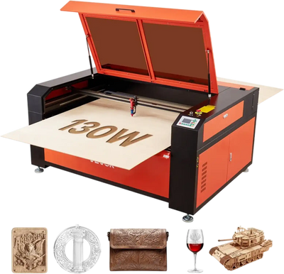 VEVOR 130W CO2 Laser Engraver, 55 x 35 in, CO2 Laser Engraver Cutter Machine with Water Chiller, 2 Way Pass Air Assist, 1200 mm/s Speed, Autofocus Engraving Cutting Machine, for Wood Acrylic Glass
