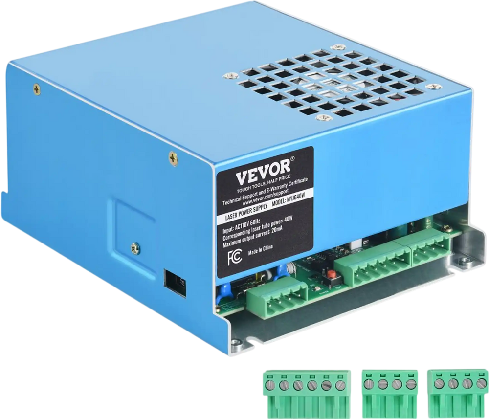 VEVOR CO2 Laser Power Supply, 40W, Power Supply for 40W Laser Tube, Constant Current Protection, Open Circuit Protection, Fast Heat Dissipation, Compatible for Multi-brand Laser Engravers & Cutters