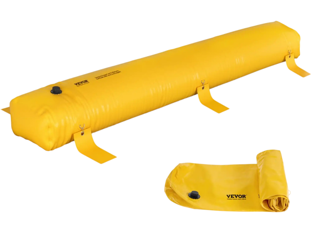 VEVOR Flood Barrier, 12 ft Length x 12 in Height Sandbag Alternative, Water Barrier for Flooding with Great Waterproof Effect, Reusable PVC Water Diversion Tubes, Flood Barriers for Home, Door, Garage