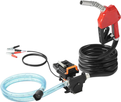 VEVOR Fuel Transfer Pump, 12V DC 15 GPM 1/4 HP, Portable Electric Diesel Transfer Pump with Auto Shut-Off Fuel Nozzle, Long Inlet & Outlet Hose for Gasoline, Diesel, Kerosene, Methanol Blends