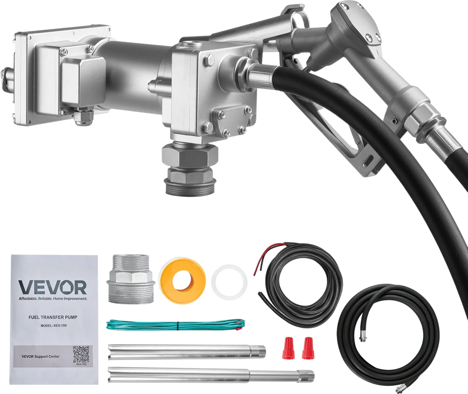 Vevor Fuel Transfer Pump Kit 15 GPM with Manual Shut-Off Nozzle 12V DC New