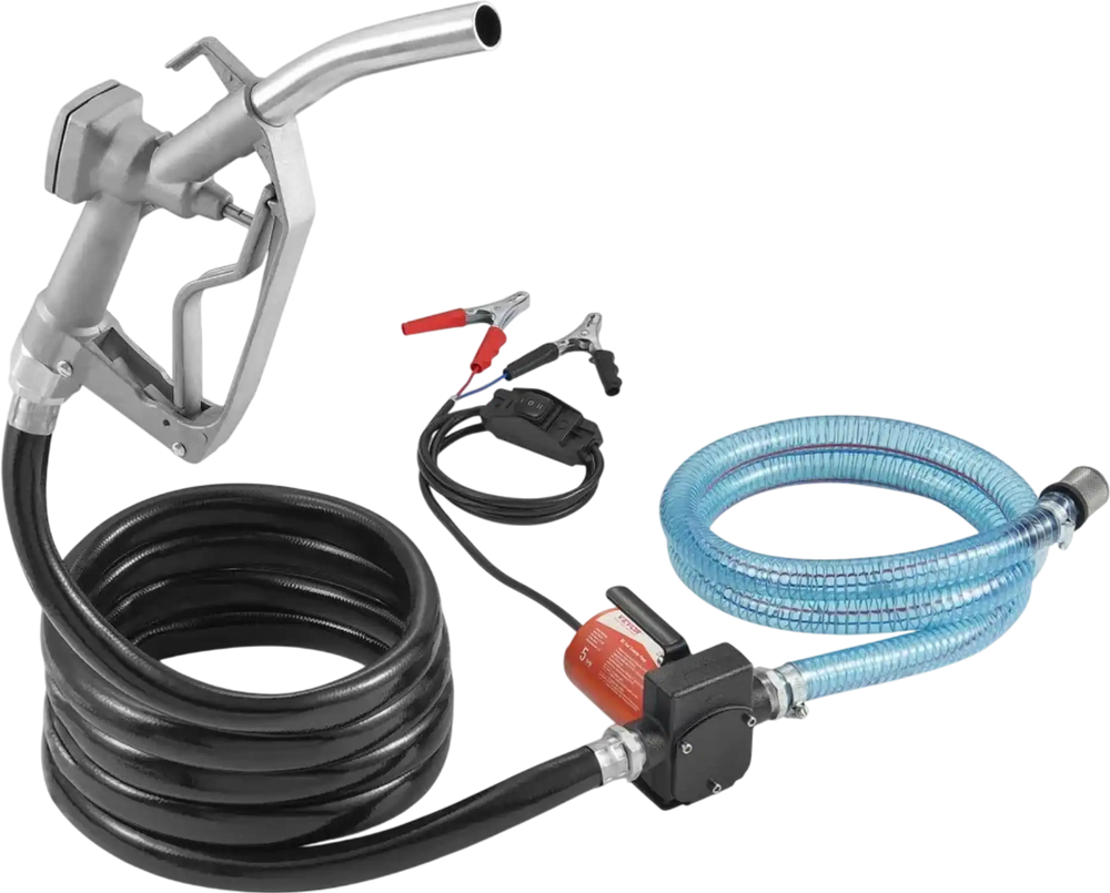 VEVOR Fuel Transfer Pump, 12V DC 5.3 GPM 1/10 HP, Portable Electric Diesel Transfer Pump with Auto Shut-Off Fuel Nozzle, Long Inlet & Outlet Hose for Gasoline, Diesel, Kerosene, Methanol Blends