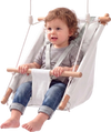 VEVOR Baby Swing 66 lbs Weight Capacity 3 Modes Canvas Hammock Swing White, for Indoor and Outdoor, 5-Point Harness and Tree Straps, Wooden Hanging Seat with Integrated Cushion for Baby to Toddler