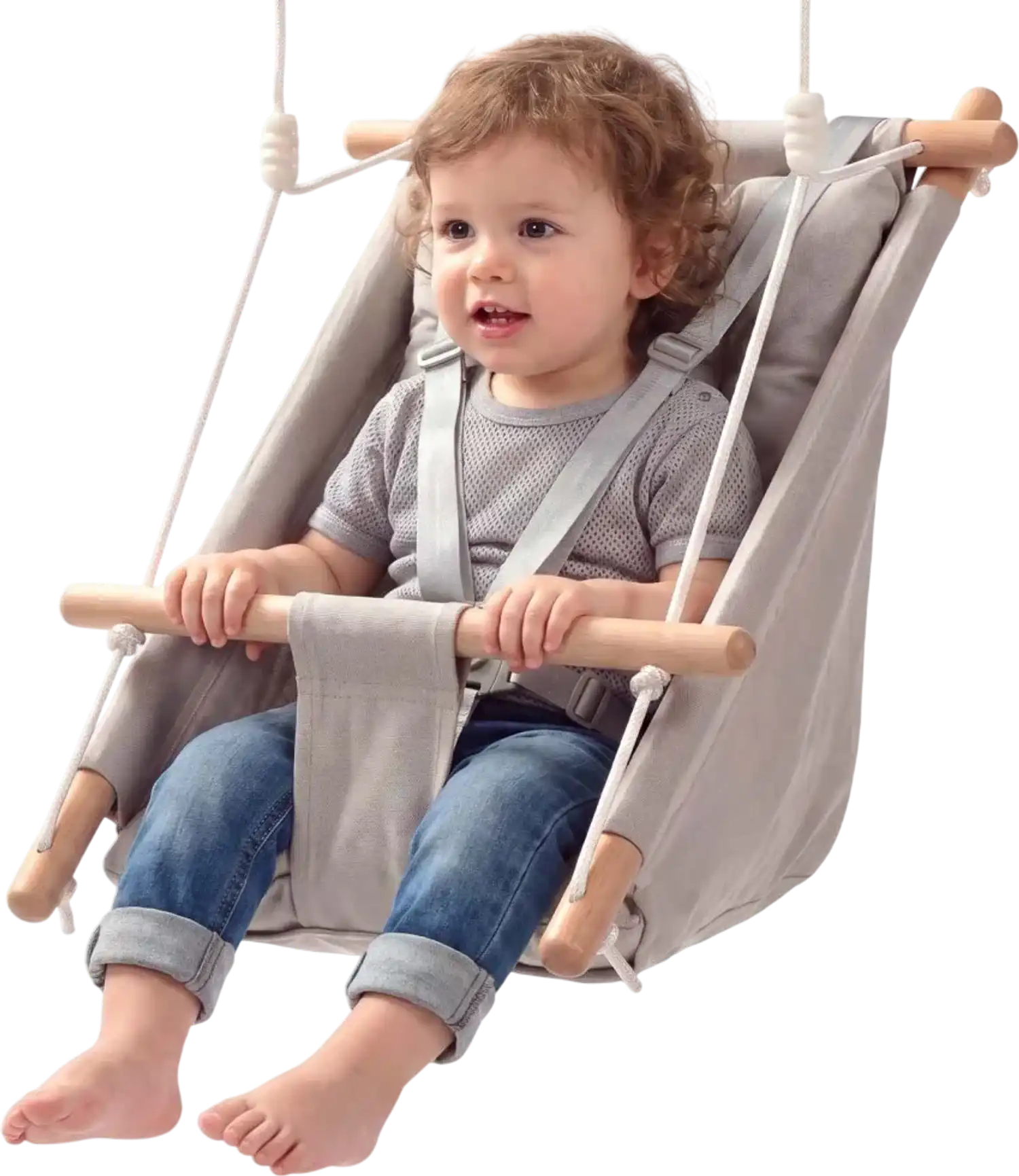 Vevor Baby Swing 66 lbs 3-Mode Canvas Hammock Seat Light Gray New
