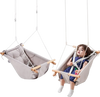 VEVOR Canvas Hammock Swing, 3 Modes Baby Swing Indoor and Outdoor with 5-Point Harness,  and Tree Straps, 150lbs Weight Capacity, Integrated Cushion, Wooden Hanging Swing Seat for Baby to Toddler