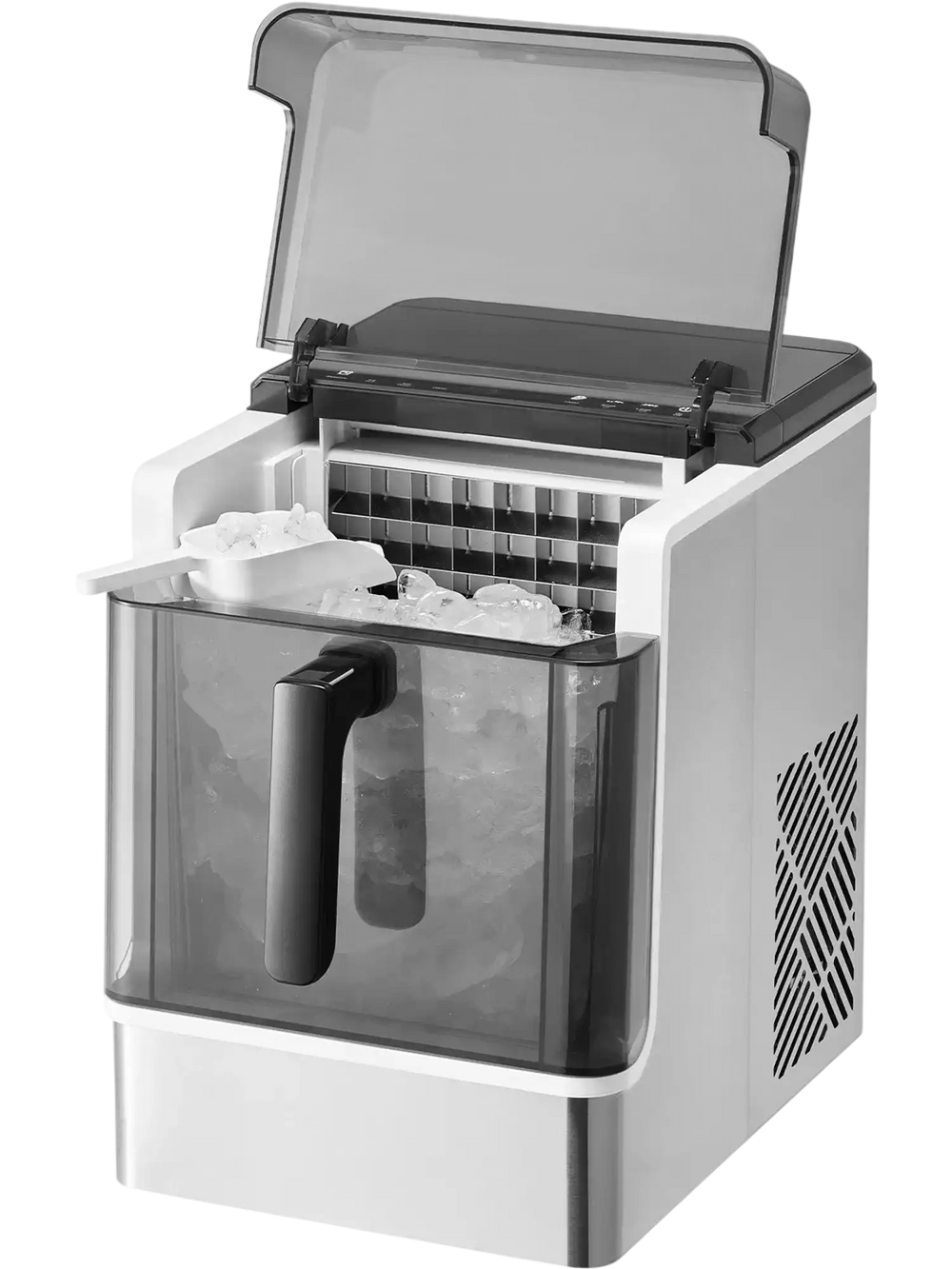 VEVOR Countertop Ice Maker, 32 Cubes Ready in 15 Mins, 46lbs in 24Hrs, Self-Cleaning Portable Ice Maker with Convenient Ice Transfer, Ice Machine with 3 Sizes Ice Cube for Home Kitchen Office Party