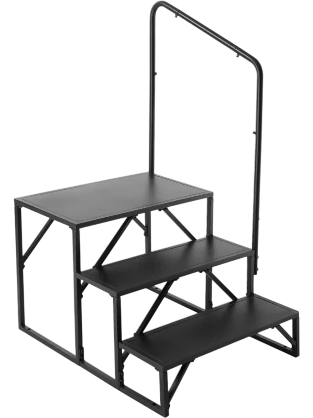 VEVOR RV Steps, 3-Step RV Stairs, 440 LBS Load Capacity, Thickened Carbon Steel, With Handrail, Non-Slip Steps for Safe Entry and Exit, Suit for RV, Trailer, Camper Steps