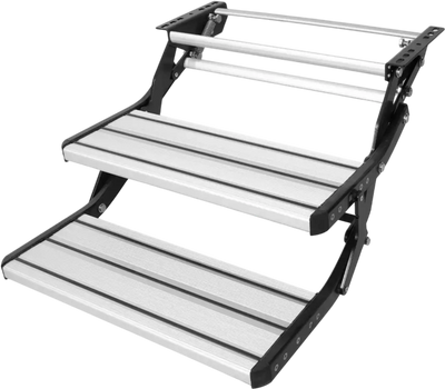 VEVOR RV Steps, 2-Step, Manual Retractable RV Stairs, Foldable, 440 LBS Load Capacity, Aluminum Alloy Steps, Thickened Steel Plate, Non-Slip Steps for Safe Entry and Exit, RV, Trailer, Camper Steps