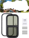 VEVOR Vertical RV Window, 12" W x 24" H Tinted Sliding RV Window with Net Screen & Trim Ring, Fit 15/16" - 1 3/4" Thickness Wall, RV Window Replacement for Teardrop Cargo Trailer Camper, DOT Approved