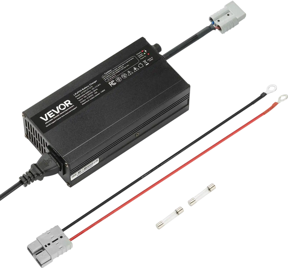 VEVOR 12V 10A Lithium Battery Charger, 14.6V, AC-DC LiFePO4 Smart Charger, with Anderson Connector, LED Indicator, 0V Activation, for Lithium LiFePO4 Deep Cycle Rechargeable Batteries of Boat, RV