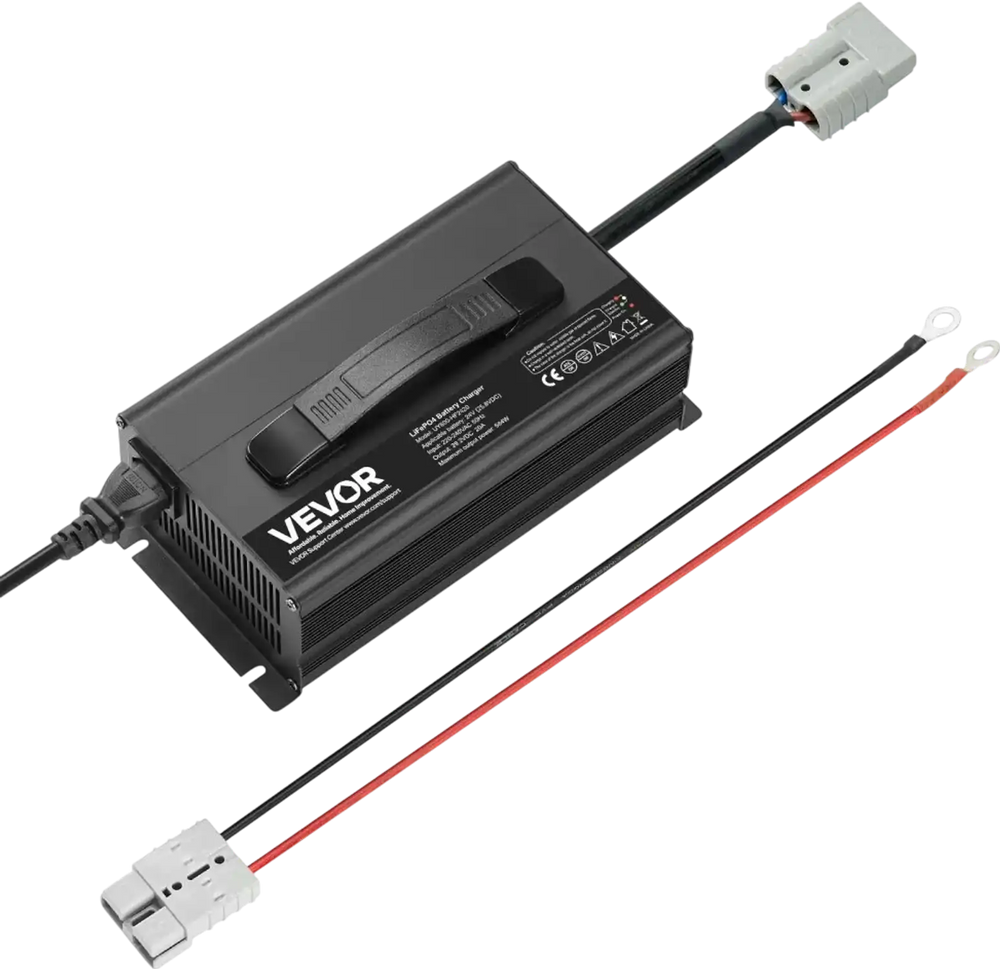 VEVOR 24V 20A Lithium Battery Charger, 29.2V, AC-DC LiFePO4 Smart Charger, with Anderson Connector, LED Indicator, 0V Activation, for Lithium LiFePO4 Deep Cycle Rechargeable Batteries of Boat, RV