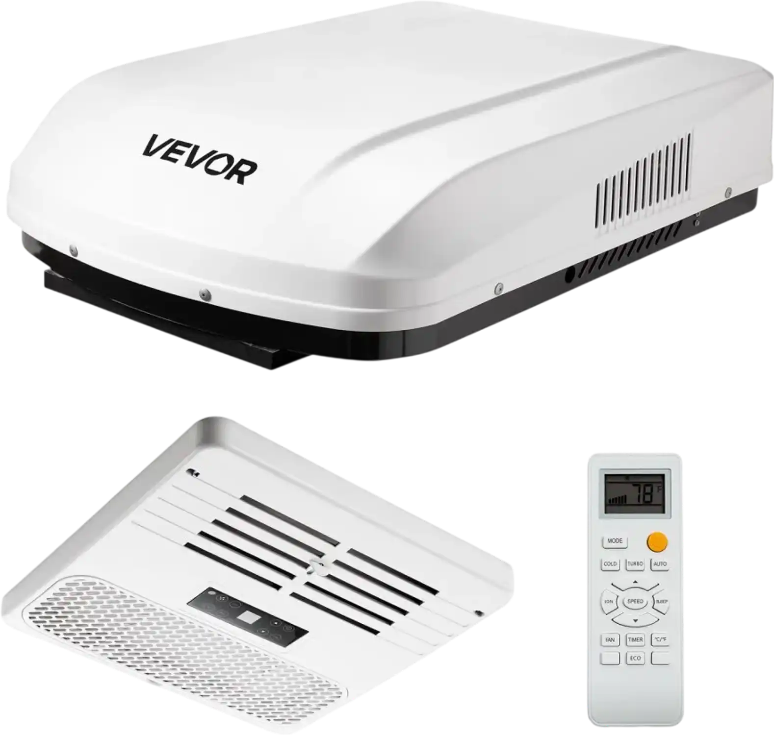 Vevor RV Air Conditioner 13,500 BTU 120V Ducted Rooftop AC Unit with Remote Control White New