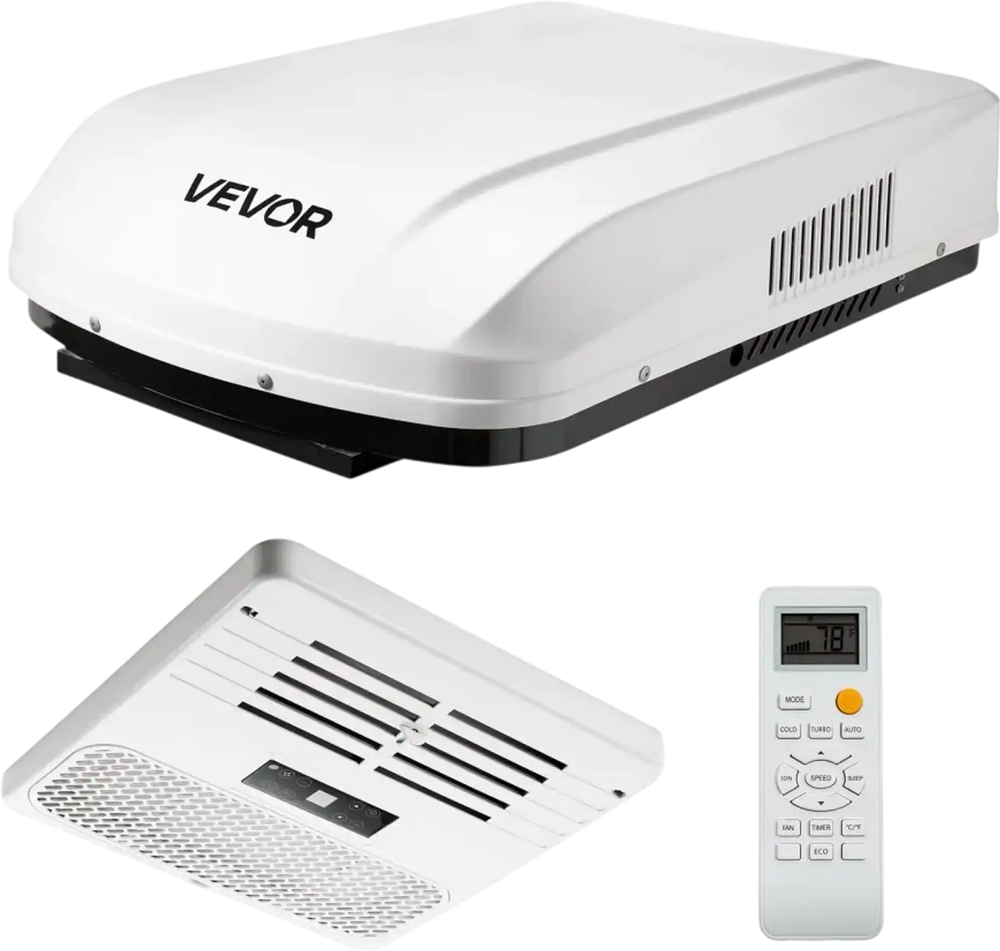 VEVOR RV Air Conditioner, 13500 BTU RV AC Unit, 120V Ducted Rooftop Air Conditioner with Variable Speed Compressor, Easy Install Quiet Cooling AC Unit with ADB Button Control and Remote Control, White