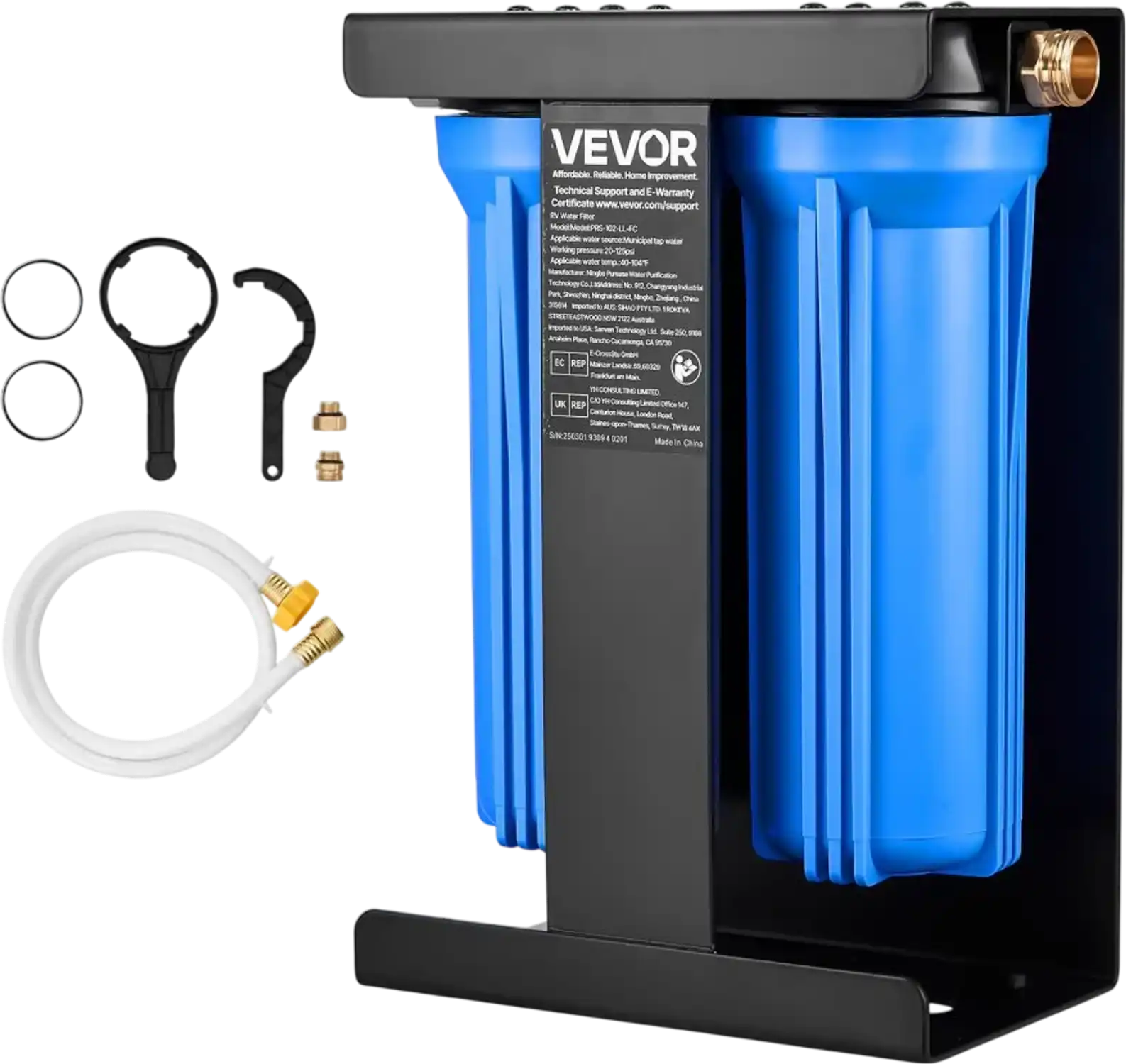 Vevor RV Water Filtration System 2-Cartridge 2.9 GPM for Campers Boats RVs Vans New