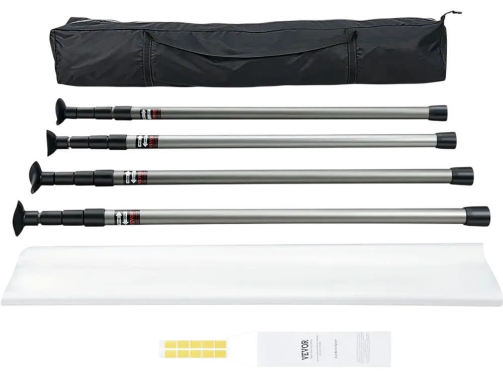 VEVOR Dust Barrier Poles, 12 Ft Dust Barrier System with 4 Telescoping Poles, 32.8x13.12 Ft Plastic Film, and Carry Bag, for Interior Decoration and Painting Projects
