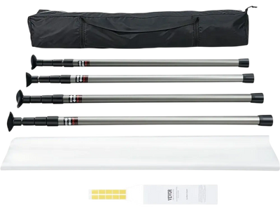 VEVOR Dust Barrier Poles, 12 Ft Dust Barrier System with 4 Telescoping Poles, 32.8x13.12 Ft Plastic Film, and Carry Bag, for Interior Decoration and Painting Projects