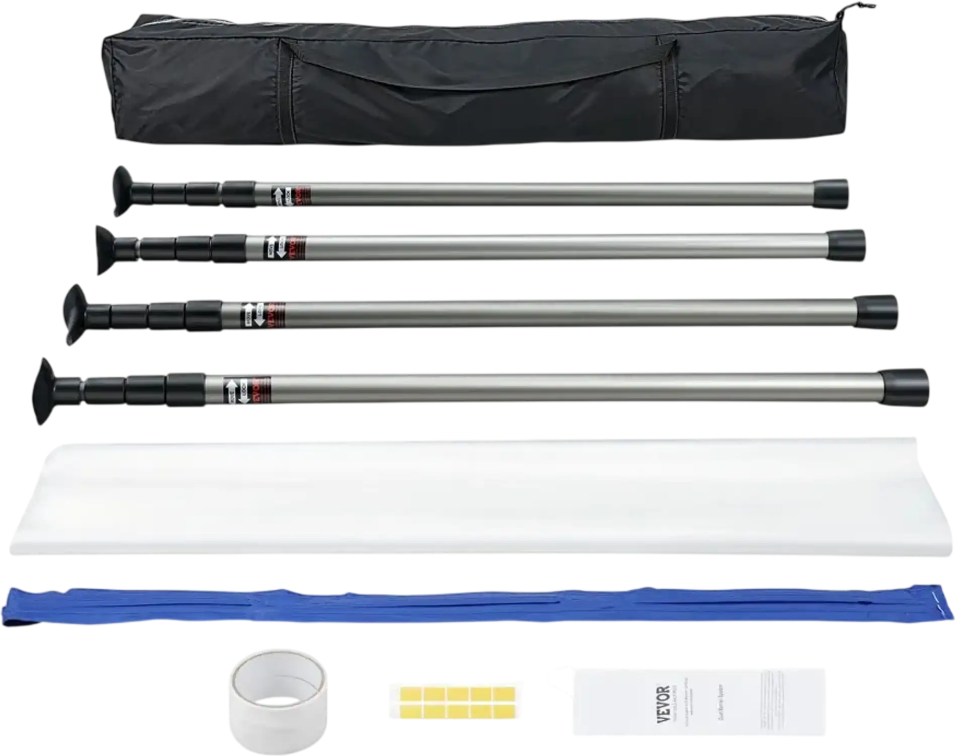 Vevor Dust Barrier System 12' Telescoping Poles with Magnetic Zipper & 32.8' x 13.12' Film New
