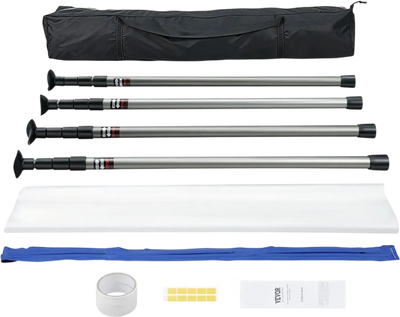 VEVOR Dust Barrier Poles, 12 Ft Barrier Poles, Dust Barrier System with 4 Telescoping Poles, Carry Bag and 32.8x13.12 Ft Plastic Film, for Interior Decoration, Painting