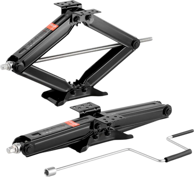 VEVOR 6500 lbs RV Scissor Jacks, 4-23.4 in RV Stabilizer Leveling Scissor Jacks, Set of 2, Heavy Duty Stabilizer Jack with Crank Handle, Socket and Bubble Levels, Not Easily Bent or Deformed