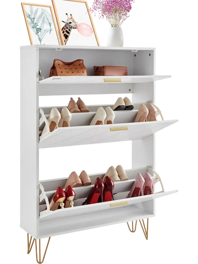 VEVOR Shoe Cabinet with 3 Flip Drawers, Shoe Storage Cabinet for Entryway, Free Standing Shoe Storage Organizer for Heels, Boots, Slippers in Hallway, Living Room