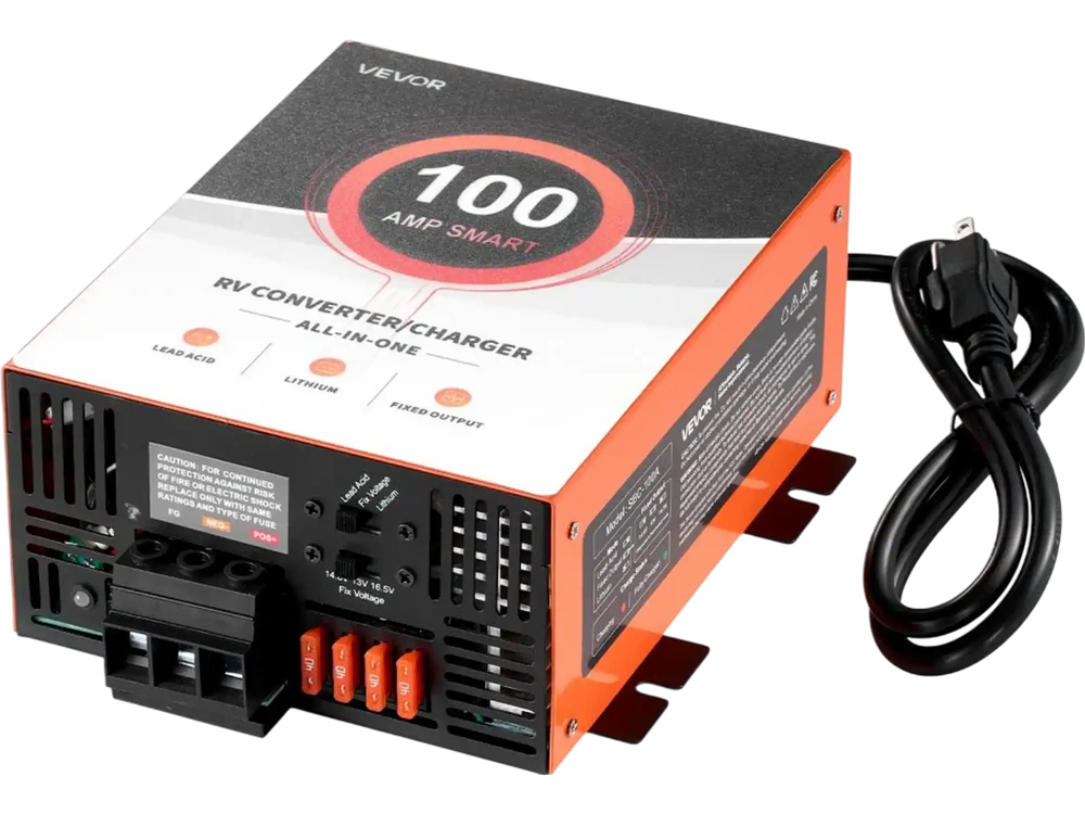 VEVOR RV Power Converter, 100 Amp, 110V AC to 12V DC RV Converter Battery Charger, Multi Stage Smart Charging, 13V to 16.5V Operating Range, Compatible with Lithium & Lead Acid Battery, for Camper