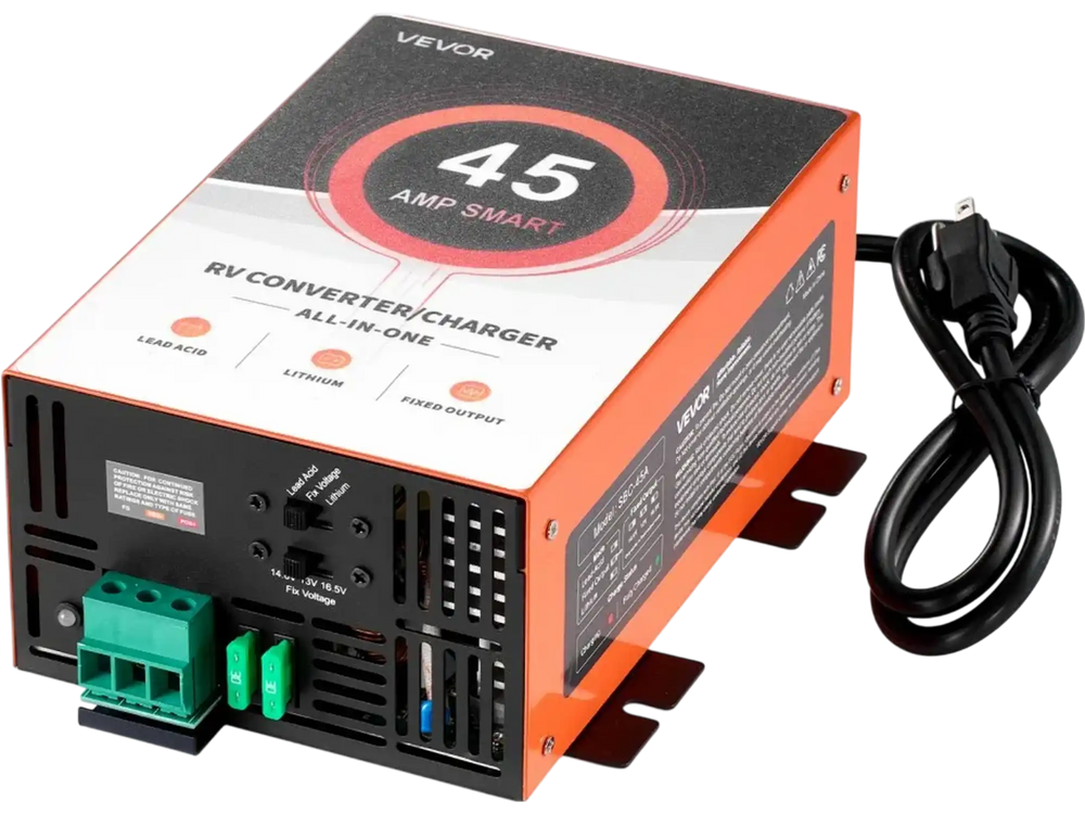 VEVOR RV Power Converter, 45 Amp, 110V AC to 12V DC RV Converter Battery Charger, Multi Stage Smart Charging, 13V to 16.5V Operating Range, Compatible with Lithium & Lead Acid Battery, for Camper