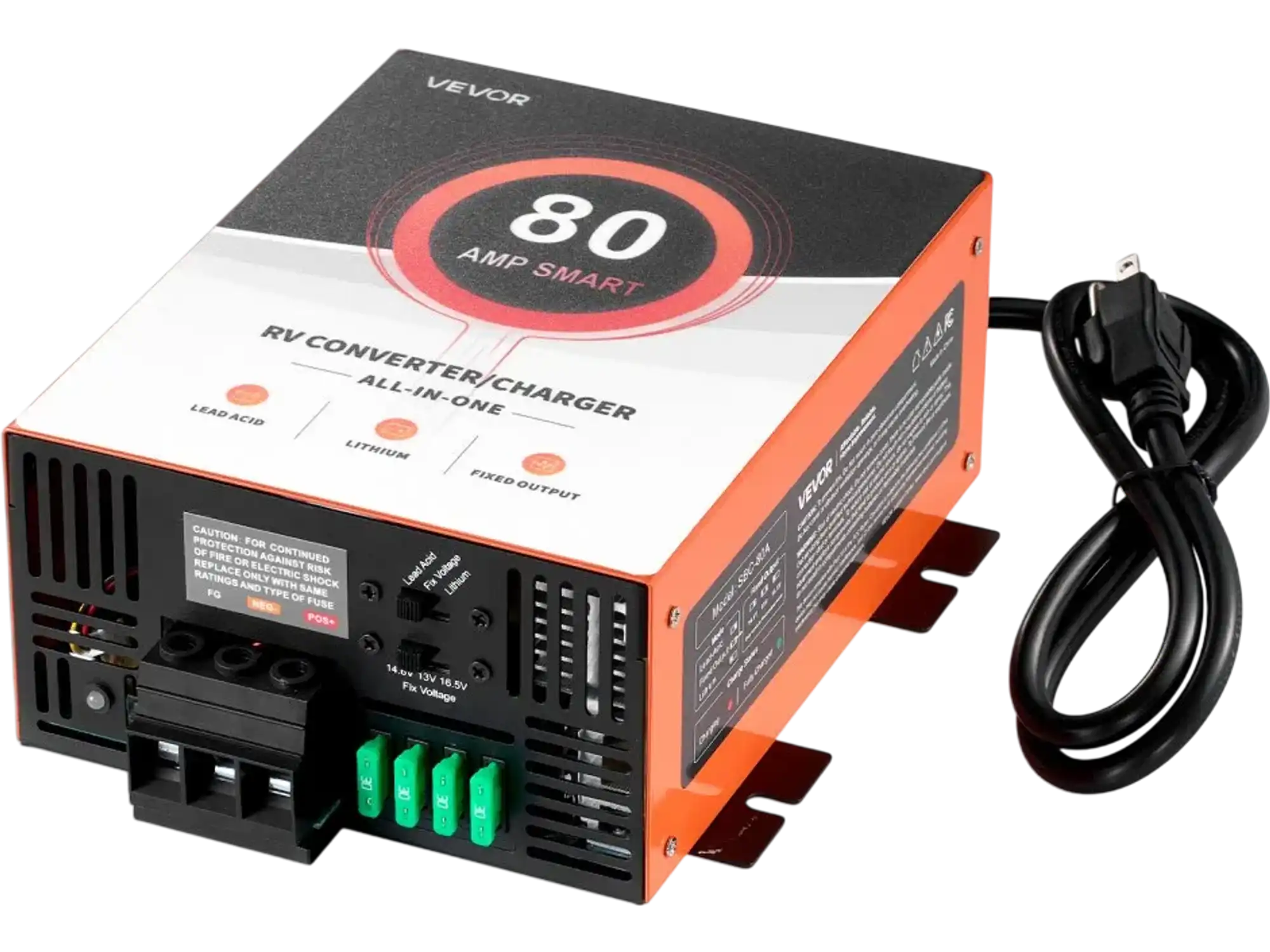 Vevor RV Power Converter 80A 110V AC to 12V DC Battery Charger New