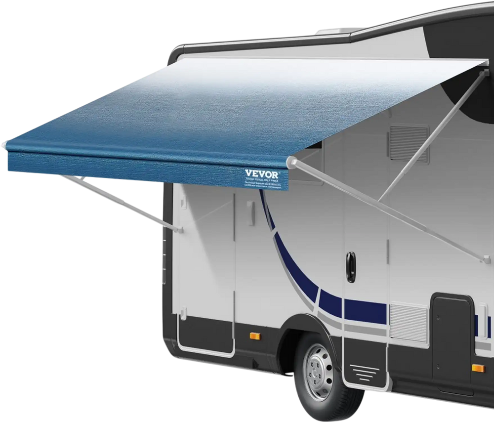 VEVOR RV Awning Fabric Replacement, 18'2" Fabric Length for 19' Awning, Heavy Duty 3-Ply 16oz PVC Camper Awning Fabric, Waterproof & UV Protection Outdoor Canopy for RV, Trailer, Motorhome, Blue Fade