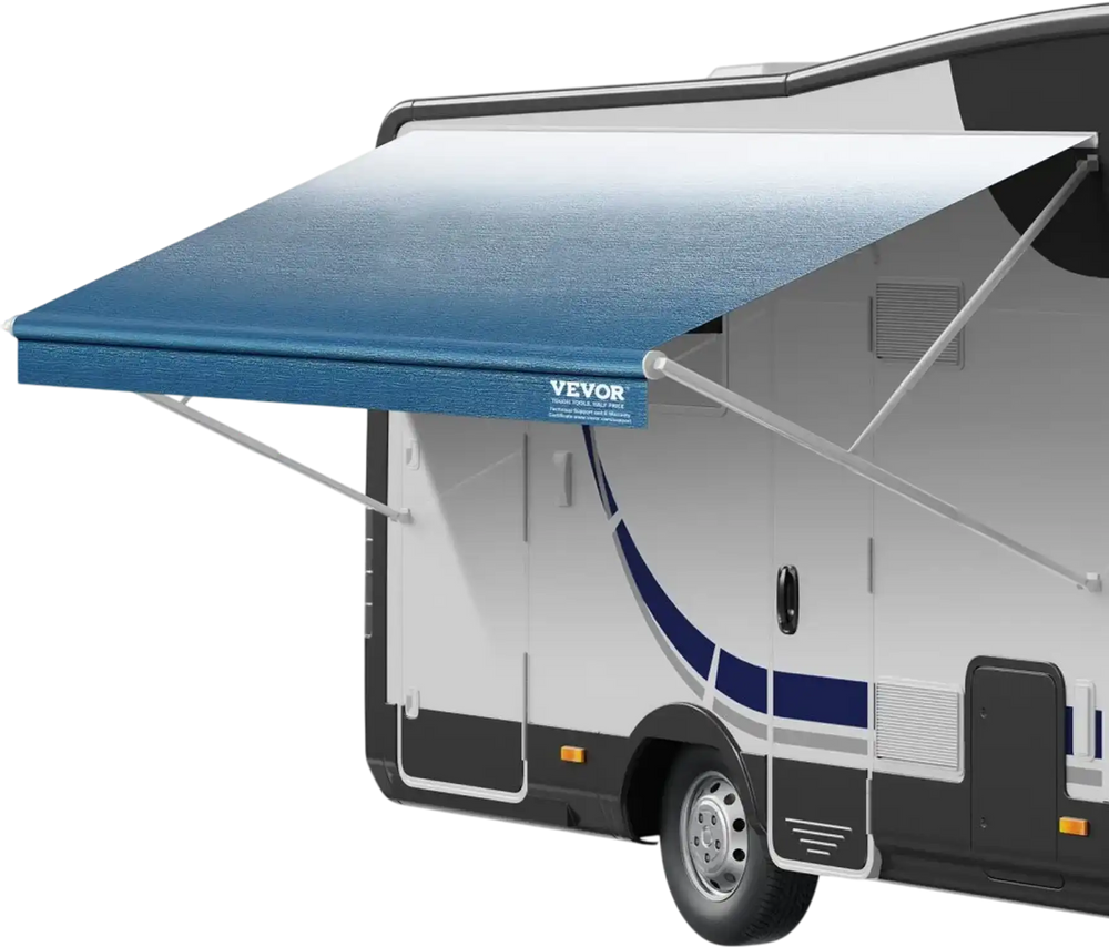 VEVOR RV Awning Fabric Replacement, 19'2" Fabric Length for 20' Awning, Heavy Duty 3-Ply 16oz PVC Camper Awning Fabric, Waterproof & UV Protection Outdoor Canopy for RV, Trailer, Motorhome, Blue Fade