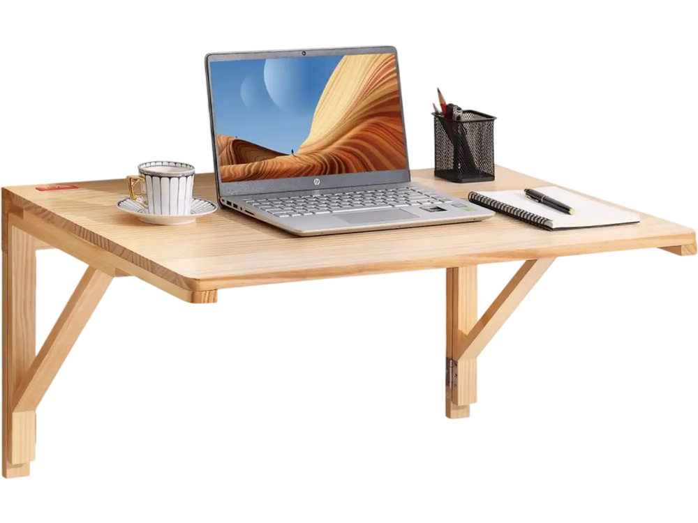 VEVOR Wall Mounted Folding Table, Wall Mounted Drop Leaf Tables, Solid Wood Floating Desk for Dining, Laundry Room, Office, 31.5" x 23.58" x 17.24" Fold Down Desk
