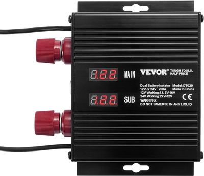 Vevor Battery Isolator 250A Dual Battery Smart Isolator for 12V/24V Vehicles with LCD Screen New