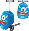 VEVOR Ride-on Luggage, 20 L Capacity, 20 Inches Kids Scooter Suitcase with Flash PU Wheels, Adjustable Handle & TPR Non-Slip Grip, Foldable & Lightweight Scooter Luggage for Kids Aged 5+, Blue