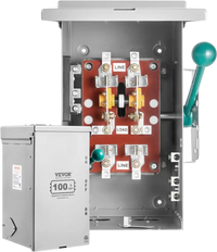 VEVOR 100A Generator Transfer Switch, 24000W Manual Transfer Switch, Heavy Duty Double-Throw Power Transfer Switch 120/240V, Meeting NEMA 3R Standards, for Outdoor, Indoor, and Portable Generator