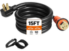 VEVOR Generator Cord, 15 ft Generator Power Cord with Plug in & Out Pin of Inlet Box Side, 50AMP NEMA 14-50P Generator Plug, SS2-50R Extension Cord 12000W,  125/250V Power Tested to UL Standards