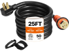 VEVOR Heavy Duty Generator Cord, 25 Feet Generator Power Cord, 50AMP ETL Listed Cord, 12000 W Cable, NEMA 14-50P Generator Plug, SS2-50R Extension Cord, 125/250V Generator Wire with Portable Strap